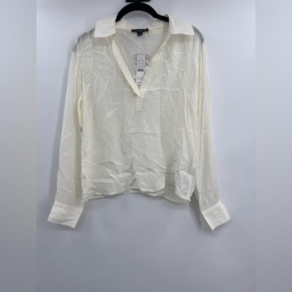 J.Crew Bungalow popover shirt in crepe de chine in ivory - Picture 4 of 6